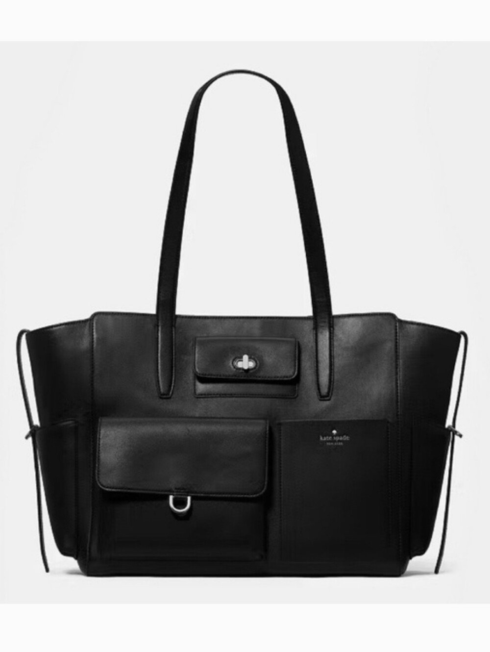 NWT Kate Spade Cargo Black Smooth Leather Tote Bag